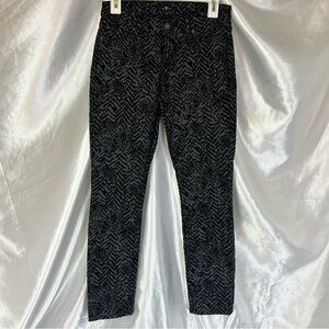 Seven For All Mankind Grey Animal Print Black Skinny Jeans 26